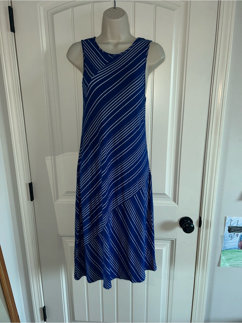 NWT Mod-o-Doc Sleeveless Royal Blue Stripe Midi Dress - Casual Chic Sz S